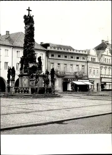 Ak Žatec Saaz Reg. Aussig, Marktplatz d. Hopfenstadt