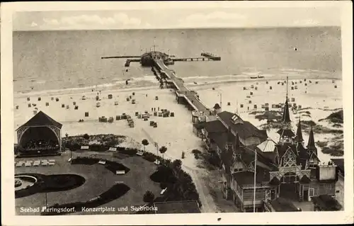 Ak Ostseebad Heringsdorf auf Usedom, Konzertplatz, Seebrücke