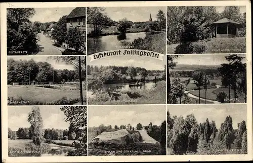Ak Bad Fallingbostel Lüneburger Heide, Soltauer Straße, Freibad, Böhmepartie, Hermann Löns Denkmal