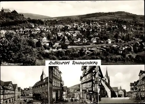 Ak Spangenberg, Gesamtansicht, Marktplatz, Strassenansichten