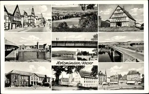 Ak Holzminden in Niedersachsen, Fachwerkhäuser, Brückenpartie, Stadtbild