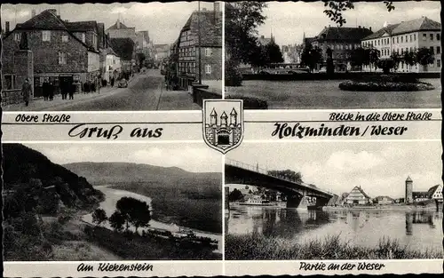 Ak Holzminden in Niedersachsen, Obere Straße, Kiekenstein, Weserbücke