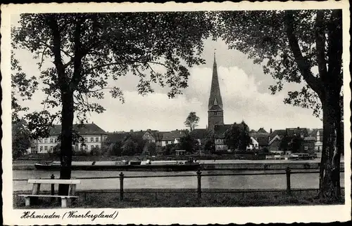 Ak Holzminden in Niedersachsen, Kirche, Weser, Anlegestelle