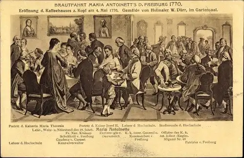 Künstler Ak Dürr, W., Flensburg in Schleswig Holstein, Kaffeehaus z. Kopf, Eröffnung am 4.Mai 1770