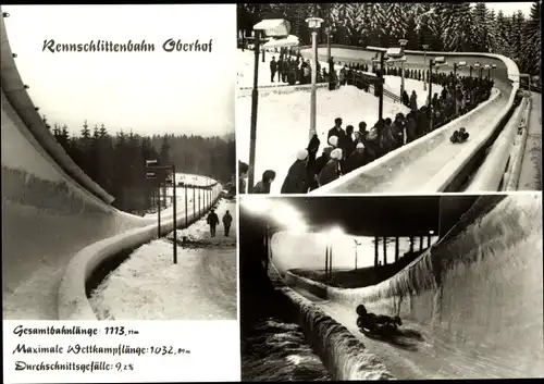 Ak Oberhof im Thüringer Wald, Rennschlittenbahn