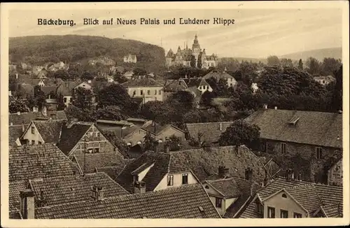 Ak Bückeburg Kreis Schaumburg Niedersachsen, Blick auf Neues Palais u. Luhdener Klippe