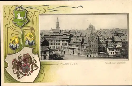 Präge Passepartout Wappen Ak Hannover in Niedersachsen, Westlicher Stadtteil