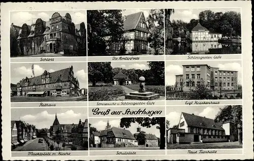 Ak Stadthagen in Niedersachsen, Schloss, Rathaus, Ev. Krankenhaus
