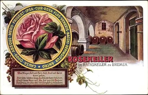 Künstler Ak Hansestadt Bremen, Rosekeller im Ratskeller, Rose