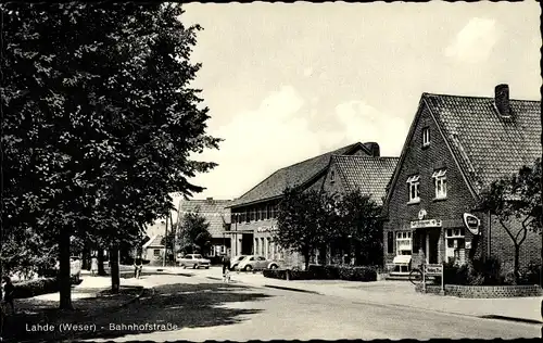 Ak Lahde Petershagen Nordrhein Westfalen, Bahnhofstraße, Restaurant