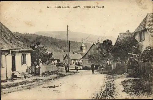 Ak Lauw Aue Elsass Haut Rhin, Entrée du Village