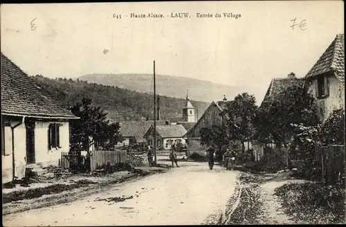 Ak Lauw Aue Elsass Haut Rhin, Entrée du Village