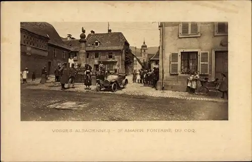 Passepartout Ak Saint Amarin Sankt Amarin Elsass Haut Rhin, Fontaine du Coq