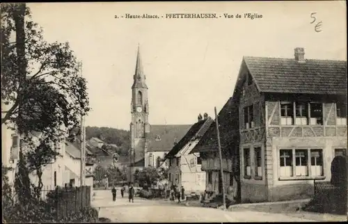 Ak Pfetterhouse Pfetterhausen Elsass Haut Rhin, Vue de l'Église