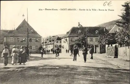 Ak Saint Amarin Sankt Amarin Elsass Haut Rhin, Entrée de la Ville, Route de Thann