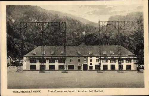 Ak Altjoch Kochel am See in Oberbayern, Walchenseewerk, Kraftwerk, Transformatorenhaus