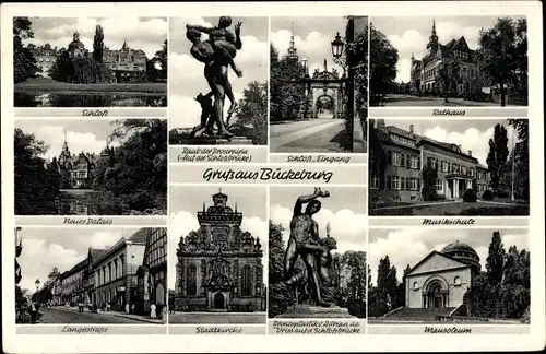 Ak Bückeburg Kreis Schaumburg Niedersachsen, Schloss, Rathaus, Musikschule, Stadtkirche, Mausoleum