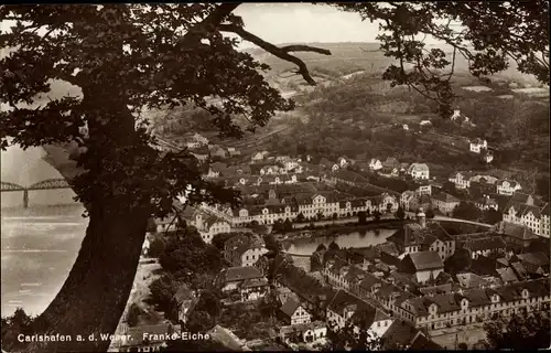 Ak Bad Karlshafen an der Oberweser Hessen, Franke Eiche, Stadtpanorama