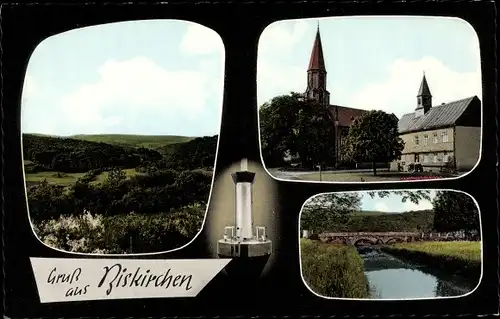 Ak Biskirchen Leun Hessen, Kirche, Brücke, Mineralbrunnen