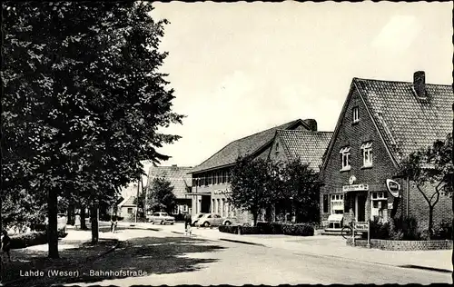 Ak Lahde Petershagen Weser, Bahnhofstraße, Restaurant