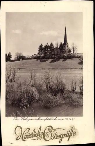 Ak Glückwunsch Ostern, Psalm 149 5, Die Heiligen sollen fröhlich sein, Kirche