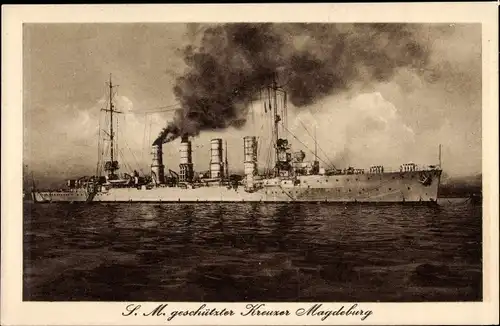Ak Deutsches Kriegsschiff, SMS Magdeburg, Geschützter Kreuzer, Kaiserliche Marine
