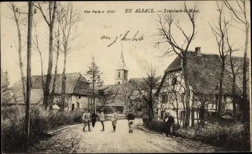 Ak Traubach le Haut Obertraubach Elsass Haut Rhin, Straßenpartie im Ort