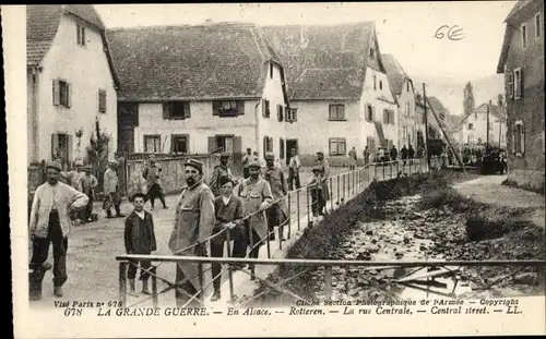 Ak Elsass Haut Rhin, Rotteren, La rue Centrale