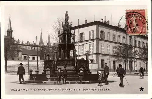 Ak Clermont Ferrand Puy de Dôme, Fontaine d'Amboise et Quartier Général
