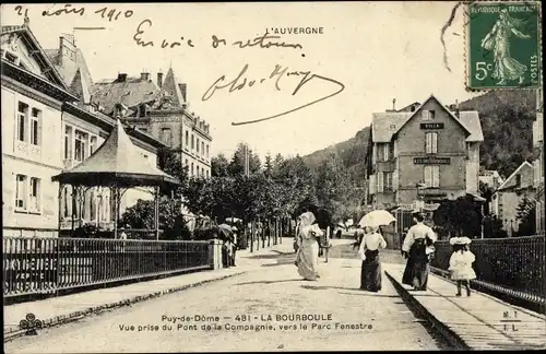 Ak La Bourboule Puy de Dôme, Pont de la Compagnie, Parc Fenestre
