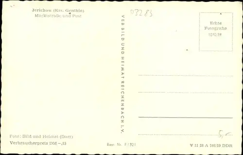 Ak Jerichow in Sachsen Anhalt, Marktstraße und Post
