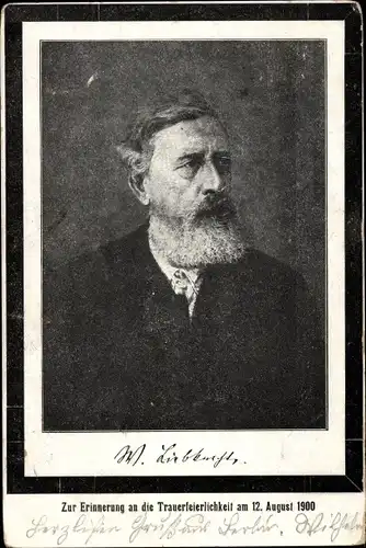 Passepartout Ak Wilhelm Liebknecht, Gründervater der SPD, Trauerkarte 1900