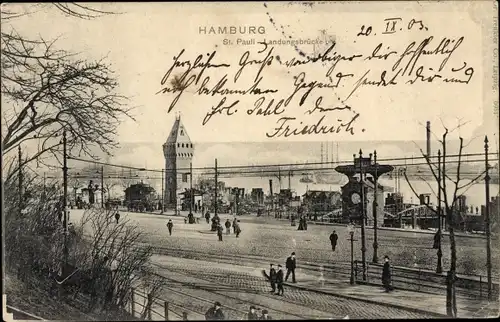 Ak Hamburg Mitte St. Pauli, Landungsbrücke