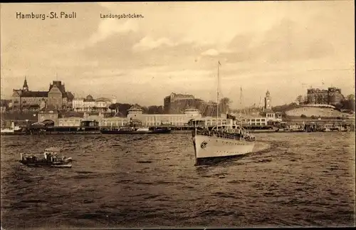 Ak Hamburg Mitte St. Pauli, Landungsbrücken