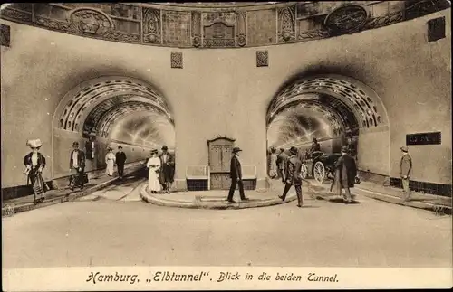 Ak Hamburg St. Pauli, Blick in die beiden Tunnel