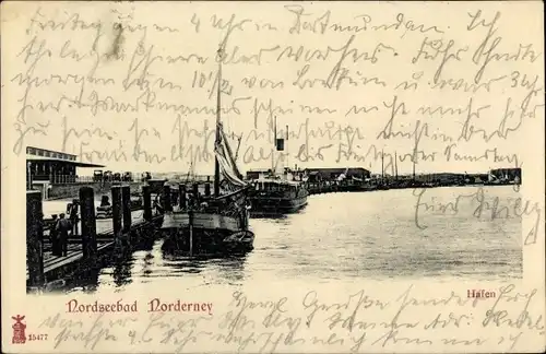 Ak Norderney in Ostfriesland, Hafenpartie