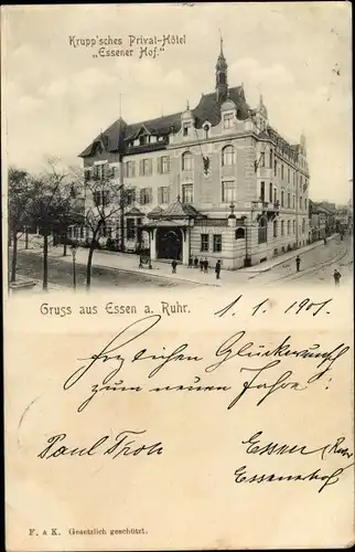 Ak Essen im Ruhrgebiet, Krupp'sches Privat Hotel Essener Hof