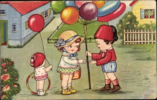 Künstler Ak Boriss, Margret, Mädchen kauft Luftballons, Amag 0304