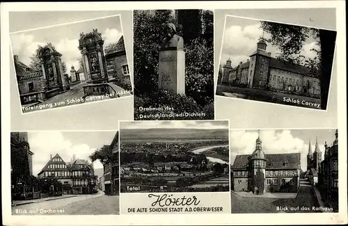 Ak Höxter in Nordrhein Westfalen, Schloss Corvey, Rathaus, Dechanei, Totalansicht