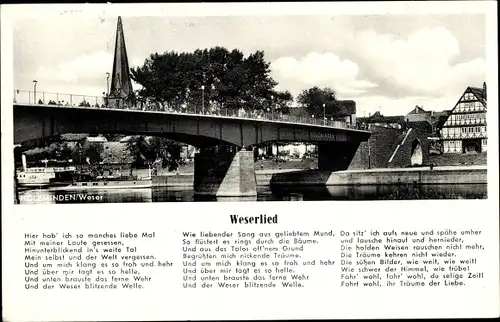Lied Ak Holzminden im Weserbergland, Weserlied, Brücke, Kirchturm