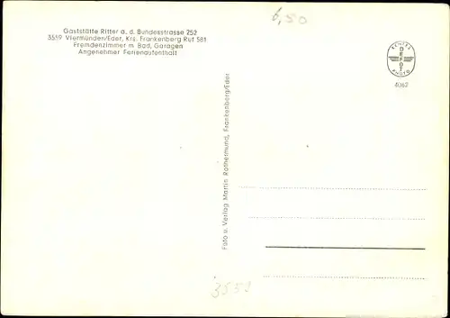 Ak Viermünden Frankenberg Eder, Gaststätte Ritter an der B 252, Innenansichten