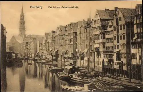 Ak Hamburg, Fleet bei der Catharinenstraße