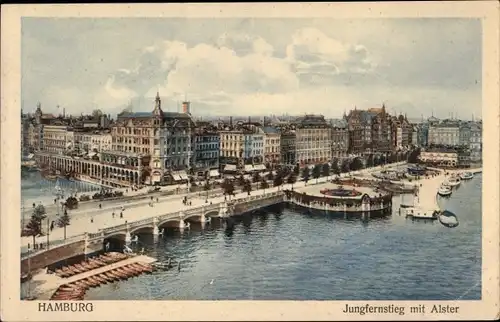 Ak Hamburg, Jungfernstieg mit Alster