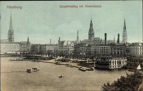 Ak Hamburg, Jungfernstieg mit Alsterdamm