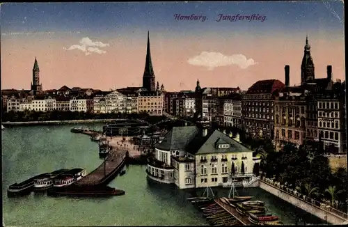 Ak Hamburg, Jungfernstieg, Teilansicht der Stadt