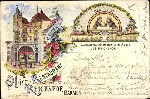 Litho Barmen Wuppertal, Hotel Restaurant Reichshof, Wandbild