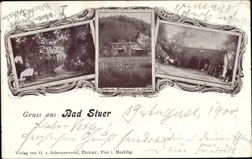 Ak Bad Stuer Mecklenburg Vorpommern, Timperts Restaurant, Garten