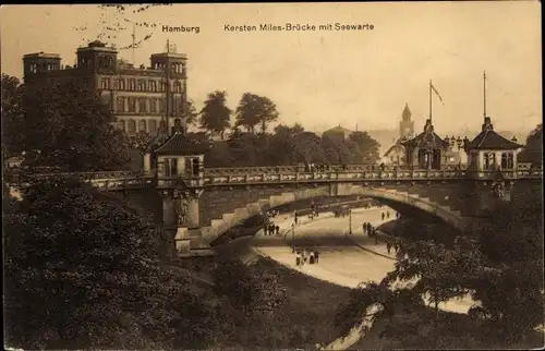 Ak Hamburg St. Pauli, Kersten Miles Brücke, Seewarte