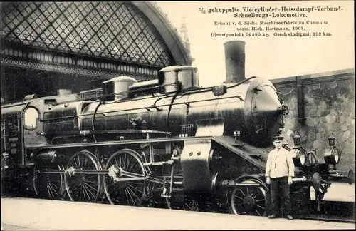Ak Deutsche Eisenbahn, Dampflokomotive, 3/5 gek. 4 Zyl. Heißdampg Verbund Schnellzug Lok,12