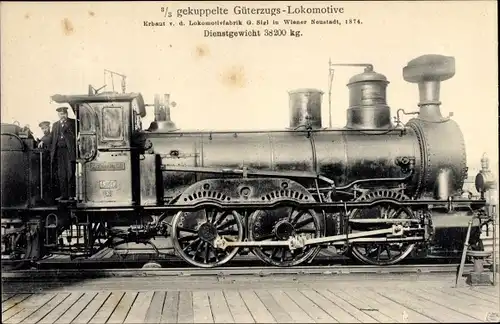 Ak Österreichische Eisenbahn, Dampflok, 3/3 gek. Güterzug Lok, 975